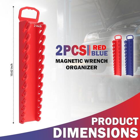 2PCS Magnetic Wrench Organizer for Tool Box,Total 24 Slots Magnetic Wrench Holder for Metric(6mm to 24mm) & SAE(1/4" to 15/16"),Portable Ratchet Wrenches Organizer Magnetics in Kuwait