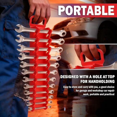 2PCS Magnetic Wrench Organizer for Tool Box,Total 24 Slots Magnetic Wrench Holder for Metric(6mm to 24mm) & SAE(1/4" to 15/16"),Portable Ratchet Wrenches Organizer Magnetics in Kuwait
