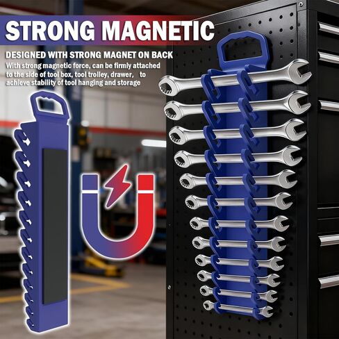 2PCS Magnetic Wrench Organizer for Tool Box,Total 24 Slots Magnetic Wrench Holder for Metric(6mm to 24mm) & SAE(1/4" to 15/16"),Portable Ratchet Wrenches Organizer Magnetics in Kuwait