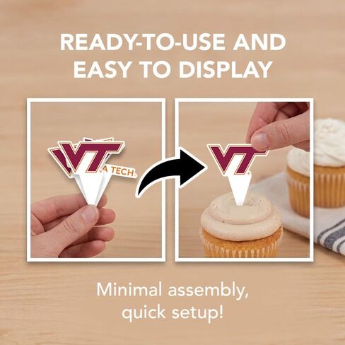 مجموعة أغطية الكب كيك وأغطية الكيك من Desert Cactus Virginia Tech - VT Hokies 25 قطعة من لوازم حفلات الطعام والديكورات والتخرج ويوم اللعب in Kuwait