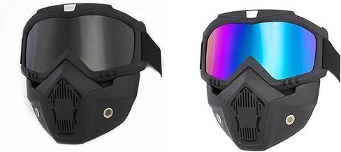2 Set Motorcycle Helmet Riding Goggles Glasses with Removable Face Mask,Windproof Dustproof UV Protection,Anti Fog in Kuwait