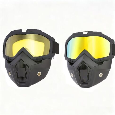2 Set Motorcycle Helmet Riding Goggles Glasses with Removable Face Mask,Windproof Dustproof UV Protection,Anti Fog in Kuwait