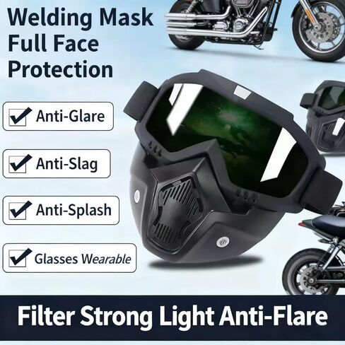 2 Set Motorcycle Helmet Riding Goggles Glasses with Removable Face Mask,Windproof Dustproof UV Protection,Anti Fog in Kuwait
