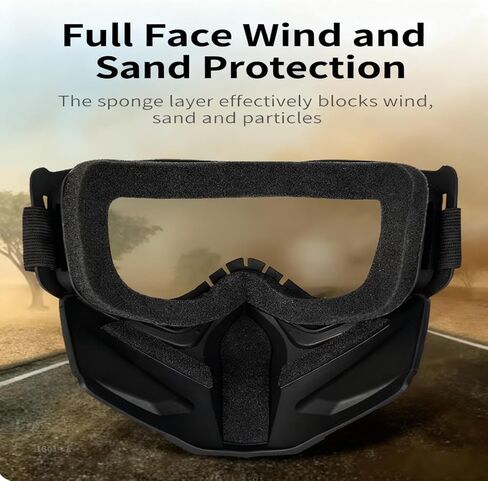 2 Set Motorcycle Helmet Riding Goggles Glasses with Removable Face Mask,Windproof Dustproof UV Protection,Anti Fog in Kuwait