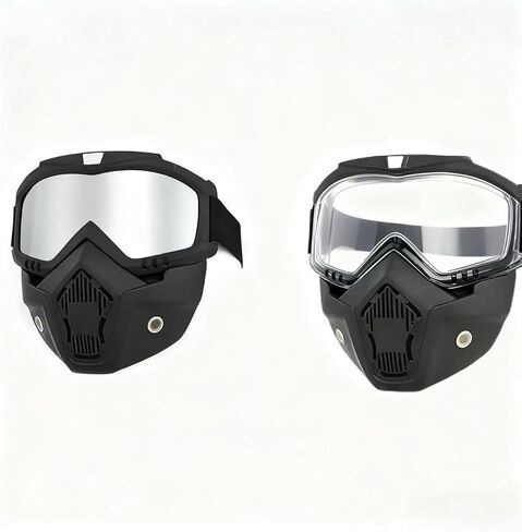2 Set Motorcycle Helmet Riding Goggles Glasses with Removable Face Mask,Windproof Dustproof UV Protection,Anti Fog in Kuwait