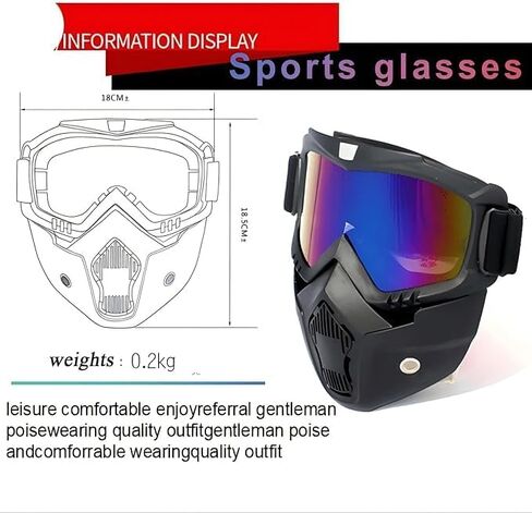2 Set Motorcycle Helmet Riding Goggles Glasses with Removable Face Mask,Windproof Dustproof UV Protection,Anti Fog in Kuwait