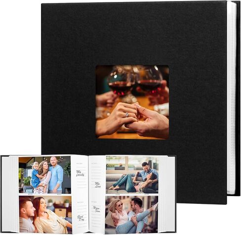 ألبوم صور مقاس 4x6 240 صورة مع غطاء جلدي للكتابة مع ألبوم صور للنافذة الأمامية، 240 صورة مقاس 4x6 كتاب ألبوم صور لحفلات الزفاف والأطفال والسفر والأسرة وصور الأطفال (أسود) in Kuwait