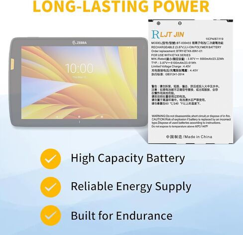 for Zebra ET40 Battery Replacement ET45 ET40AA ET40-HC ET45-HC ET4X BT-000455 BTRY-ET4X-8IN-01 Rechargeable Tablet Scanner Battery in Saudi Arabia