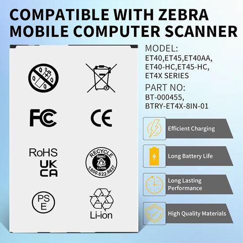 for Zebra ET40 Battery Replacement ET45 ET40AA ET40-HC ET45-HC ET4X BT-000455 BTRY-ET4X-8IN-01 Rechargeable Tablet Scanner Battery in Saudi Arabia