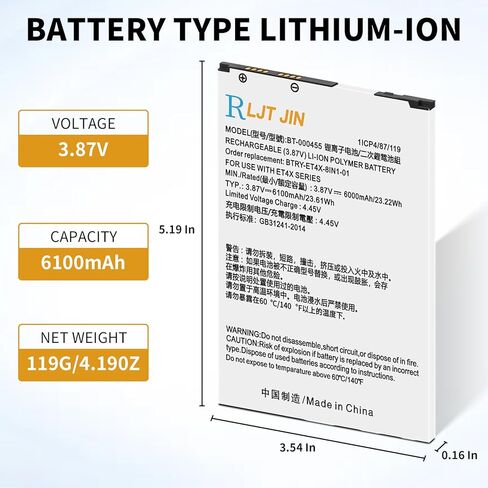 for Zebra ET40 Battery Replacement ET45 ET40AA ET40-HC ET45-HC ET4X BT-000455 BTRY-ET4X-8IN-01 Rechargeable Tablet Scanner Battery in Saudi Arabia