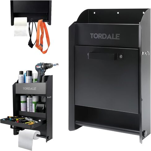 Wall-Mount Work Station Storage Cabinet for Enclosed Trailers, Race Trailer Cabinets, Flip-Out Work Tray, with Paper Towel Rack, Fit for Enclosed Race Trailer, Shop, Garage Storage in Saudi Arabia