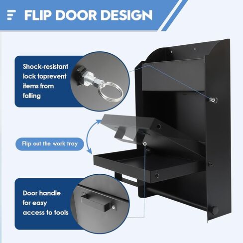 Wall-Mount Work Station Storage Cabinet for Enclosed Trailers, Race Trailer Cabinets, Flip-Out Work Tray, with Paper Towel Rack, Fit for Enclosed Race Trailer, Shop, Garage Storage in Saudi Arabia
