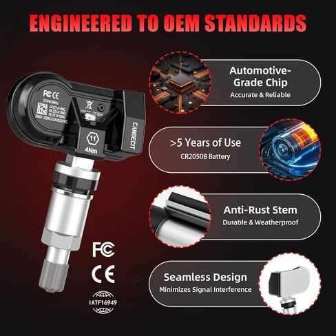 مستشعر TPMS مبرمج مسبقًا من Ford لـ 2018-2025 F150، F250، F350، Expedition | 2020-2025 اكسبلورر، برونكو | 2009-2025 الهروب | 2010-2025 العبور | 2010-2021 التركيز، فليكس، 315 و 433 ميجا هرتز (4 قطعة) in Kuwait