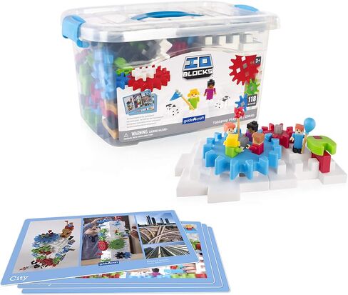 Guidecraft IO Blocks Tabletop System - 118 Pieces, Gears, Axles, IO People & Cows, Kids Interlocking Learning Toys in Saudi Arabia