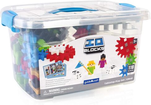 Guidecraft IO Blocks Tabletop System - 118 Pieces, Gears, Axles, IO People & Cows, Kids Interlocking Learning Toys in Saudi Arabia