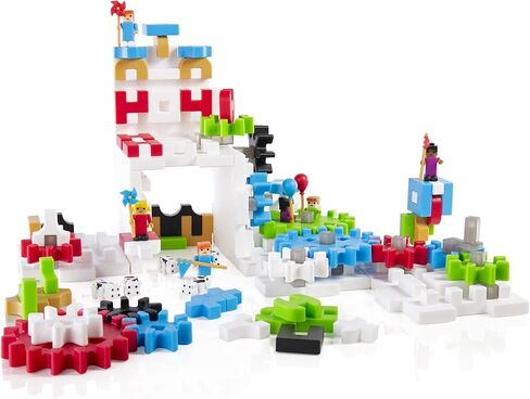 Guidecraft IO Blocks Tabletop System - 118 Pieces, Gears, Axles, IO People & Cows, Kids Interlocking Learning Toys in Saudi Arabia