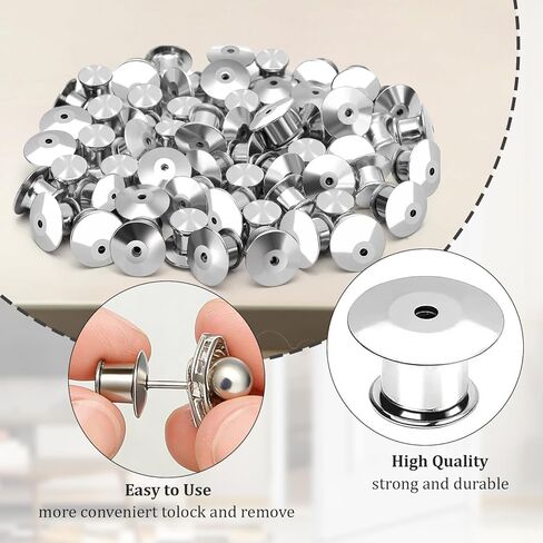40PCS Anti-Lost Locking Pin Clasps， Locking Pin Back Locking Pin Keeper Clasp- Flat Head Metal Backs for Brooches Lapel Pins in Kuwait