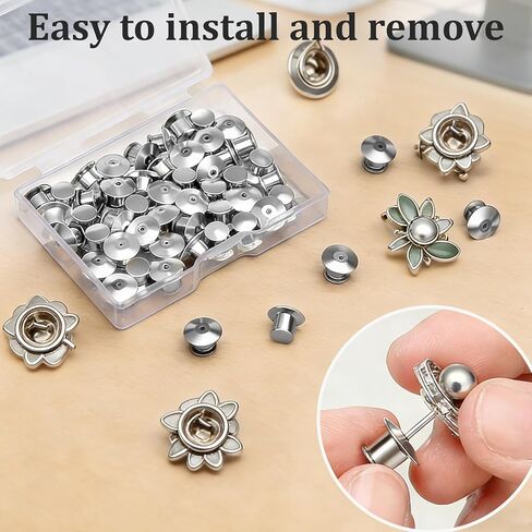 40PCS Anti-Lost Locking Pin Clasps， Locking Pin Back Locking Pin Keeper Clasp- Flat Head Metal Backs for Brooches Lapel Pins in Kuwait