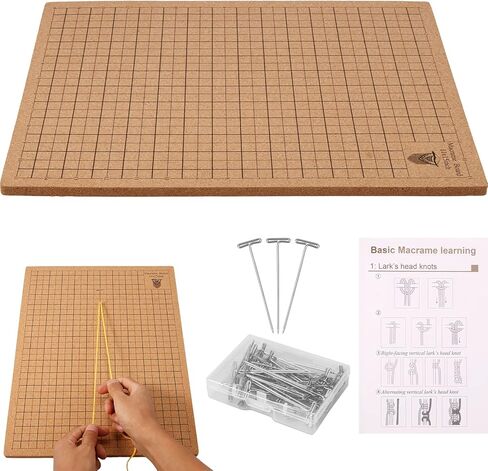 Macrame Board and Pins,12×16 in Macrame Project Board, Double-Sided Grids Handmade Braiding Board with Instructions for Braiding Bracelet Creating Macrame and Knotting Creations (12×16 in) in Saudi Arabia