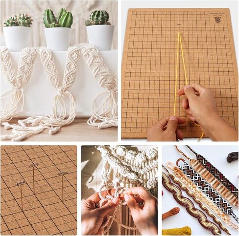 Macrame Board and Pins,12×16 in Macrame Project Board, Double-Sided Grids Handmade Braiding Board with Instructions for Braiding Bracelet Creating Macrame and Knotting Creations (12×16 in) in Saudi Arabia