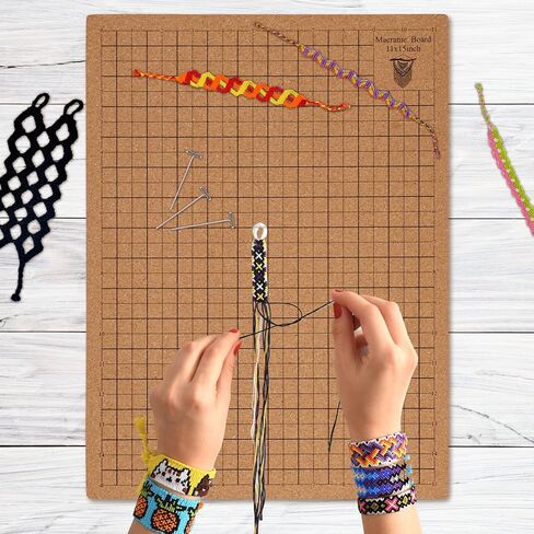 Macrame Board and Pins,12×16 in Macrame Project Board, Double-Sided Grids Handmade Braiding Board with Instructions for Braiding Bracelet Creating Macrame and Knotting Creations (12×16 in) in Saudi Arabia