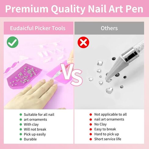Rhinestone Art Tools Includes 2 Dual-Ended Wax Pens with 12 Replacement Tips 2 Tweezers Handy Bedazzling Kit Tools for Nail Art Craft and Diamond Painting(Pink) in Saudi Arabia