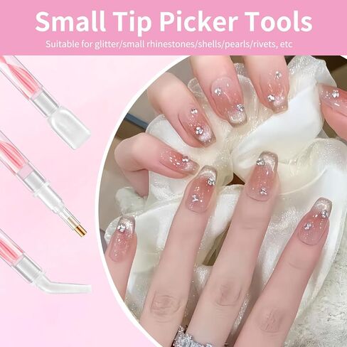 Rhinestone Art Tools Includes 2 Dual-Ended Wax Pens with 12 Replacement Tips 2 Tweezers Handy Bedazzling Kit Tools for Nail Art Craft and Diamond Painting(Pink) in Saudi Arabia