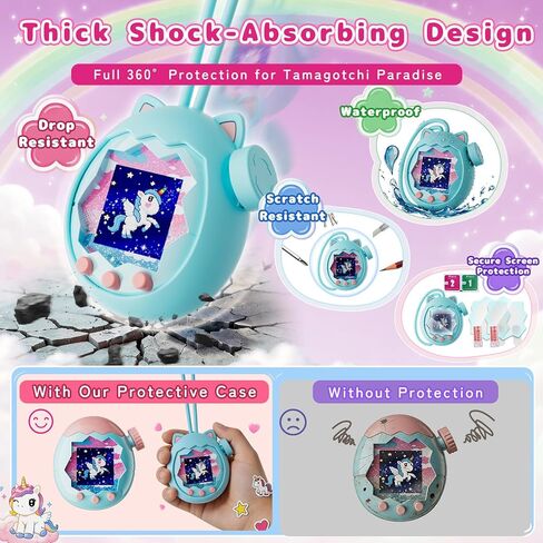 Protective Case for Tamagotchi Paradise, Silicone Case with Keychain, Shockproof Drop Protection, Scratch & Dust Resistant Protection, Zoom Dial Cover, Screen Protector (2pcs), Cleaning Kit (Blue) in Saudi Arabia