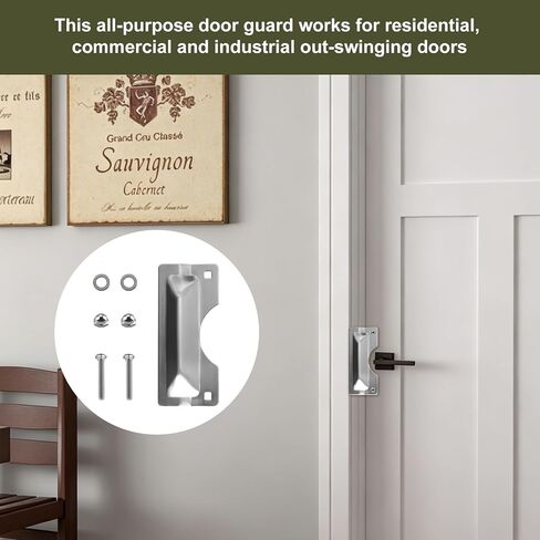 U 9496 Latch Guard Plate Cover - Stainless Steel Door Security Strike Plates for Prime-Line, Easy to Install on Out-Swinging Doors - Protect Against Forced Entry,3 in. x 7 in.(1 PCS, Silver) in Saudi Arabia