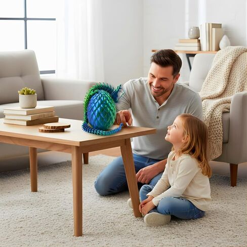 24'' Large 3D Printed Dragon Egg with Chinese Dragon Toy Inside, Reusable Big Dragon Egg for Fidget Play, Desk Decor & Storage, Collectible 2026 Graduation Gifts for Boys Girls Him Her (Blue Green) in Saudi Arabia