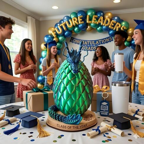 24'' Large 3D Printed Dragon Egg with Chinese Dragon Toy Inside, Reusable Big Dragon Egg for Fidget Play, Desk Decor & Storage, Collectible 2026 Graduation Gifts for Boys Girls Him Her (Blue Green) in Saudi Arabia