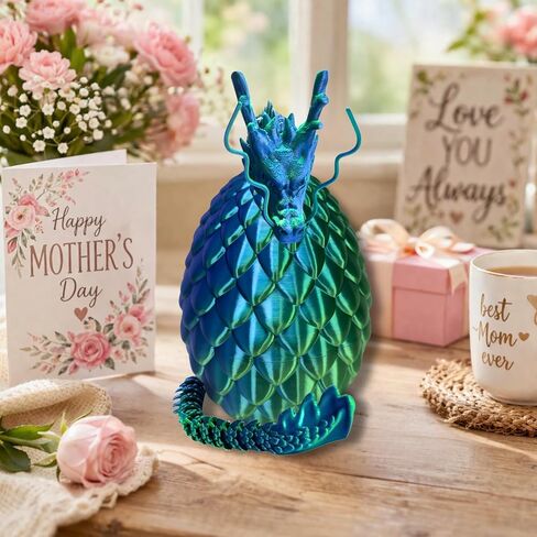 24'' Large 3D Printed Dragon Egg with Chinese Dragon Toy Inside, Reusable Big Dragon Egg for Fidget Play, Desk Decor & Storage, Collectible 2026 Graduation Gifts for Boys Girls Him Her (Blue Green) in Saudi Arabia