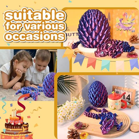 23.6" 3D Oversized Printed Dragon Egg, 3D Printed Fidget Toys, Large Articulated Dragon Toy, Party Favors Fantasy Gifts for Kids Teens Collectors in Saudi Arabia
