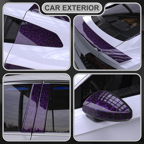 LYPUMSO Forged Carbon Fiber Vinyl Wrap, Gloss Purple Car Vinyl Wrap Roll with 2PCS Installation Tool Kits, Self-Adhesive DIY Decal Sticker Film Sheet for Auto Motorcycle with Air Release (1ft x3.5ft) in Saudi Arabia