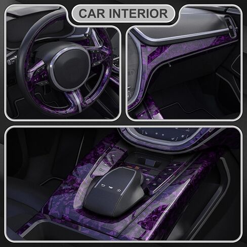 LYPUMSO Forged Carbon Fiber Vinyl Wrap, Gloss Purple Car Vinyl Wrap Roll with 2PCS Installation Tool Kits, Self-Adhesive DIY Decal Sticker Film Sheet for Auto Motorcycle with Air Release (1ft x3.5ft) in Saudi Arabia