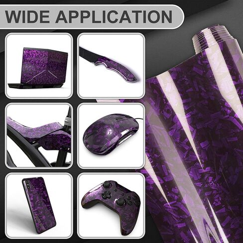 LYPUMSO Forged Carbon Fiber Vinyl Wrap, Gloss Purple Car Vinyl Wrap Roll with 2PCS Installation Tool Kits, Self-Adhesive DIY Decal Sticker Film Sheet for Auto Motorcycle with Air Release (1ft x3.5ft) in Saudi Arabia