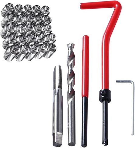 30pcs Thread Repair Kit M6 x 1.0 mm Thread Insertion Metric Striped Thread Repair Drill Tap Hand Tool Kit Helicoil Inserting Tool Thread Recovery Kit in Saudi Arabia