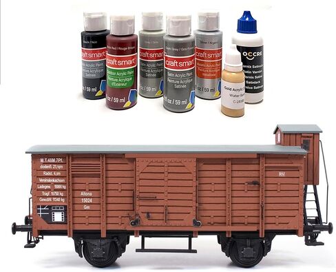 EarthMark “Wagon"1:24 Scale Boxcar Display Model Kit 56002 by Occre (Boxcar Model with Craft Acrylic Paint Set) in Kuwait