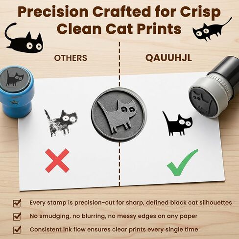 Cat Stamps of Self Inking Pattern Journaling Scrapbooking 4 Counts/Set Round Black Mini Kitten Halloween Design with 2026 New Cute Decorative Vintage Craft Cute Custom Postaged in Saudi Arabia