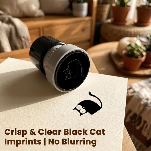 Cat Stamps of Self Inking Pattern Journaling Scrapbooking 4 Counts/Set Round Black Mini Kitten Halloween Design with 2026 New Cute Decorative Vintage Craft Cute Custom Postaged in Saudi Arabia