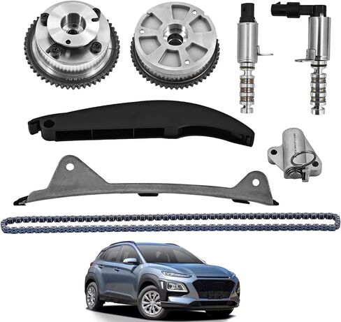 24350-2E700 24321-2E010 مجموعة سلسلة التوقيت مع أسنان العجلة VVT وصمام التحكم يناسب Hyundai Elantra 17-20، Veloster 19-21، Kona 18-21؛ يناسب كيا فورتي 17-22، Forte5 2017-2018 2.0L فقط in Kuwait
