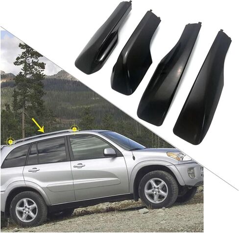 4 قطعة حامل سقفي أسود غطاء نهاية السكك الحديدية شل متوافق لتويوتا RAV4 2001 2002 2003 2004 2005 RAV 4 اكسسوارات ديكور سيارة in Kuwait