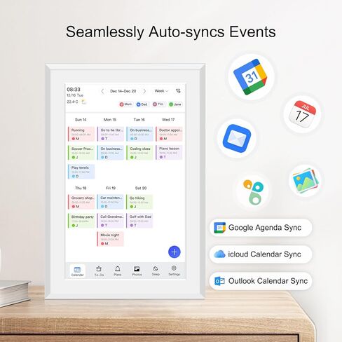 Fotocube 10.1" Digital Calendar Wall Planner Chore Charts and To Do List HD Smart Touch Screen Interactive display Desk Calender for Family Schedules Built-in Digital Photo Frame Function (White, 10.1 inch) in Saudi Arabia
