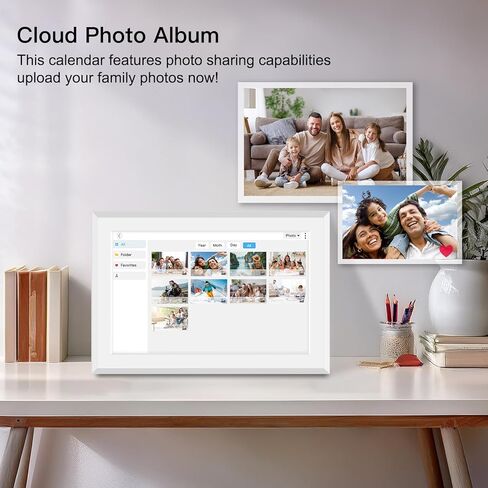 Fotocube 10.1" Digital Calendar Wall Planner Chore Charts and To Do List HD Smart Touch Screen Interactive display Desk Calender for Family Schedules Built-in Digital Photo Frame Function (White, 10.1 inch) in Saudi Arabia