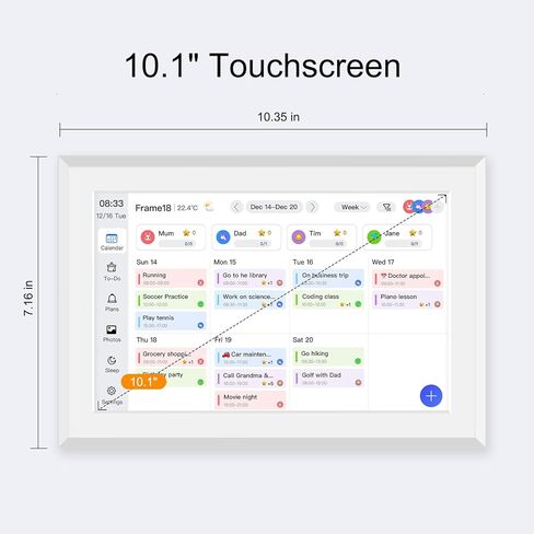 Fotocube 10.1" Digital Calendar Wall Planner Chore Charts and To Do List HD Smart Touch Screen Interactive display Desk Calender for Family Schedules Built-in Digital Photo Frame Function (White, 10.1 inch) in Saudi Arabia
