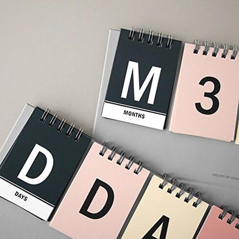 D-Day Perpetual Desk Calendar D-Day Count Down Flip Calendar Desktop Easel Calendar Spiral Bound Calendar Planner, Decorative Stickers Included, 9.84"X4.72" (Multi) in Saudi Arabia