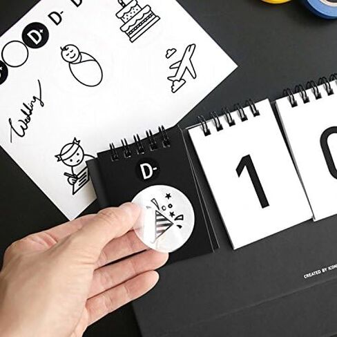 D-Day Perpetual Desk Calendar D-Day Count Down Flip Calendar Desktop Easel Calendar Spiral Bound Calendar Planner, Decorative Stickers Included, 9.84"X4.72" (Multi) in Saudi Arabia