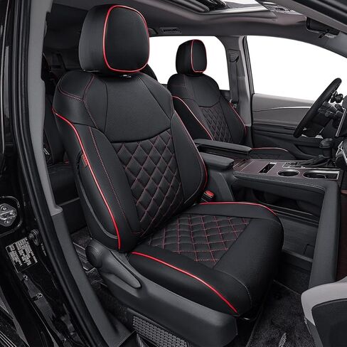 EKR Sienna Seat Covers for 2021 2022 2023 2024 2025 2026 Toyota Sienna LE, XLE,8 Seats,2nd Row 4/2/4 Split,Waterproof Seat Covers Full Set for Trucks - Three Row,Leather(Black) in Saudi Arabia