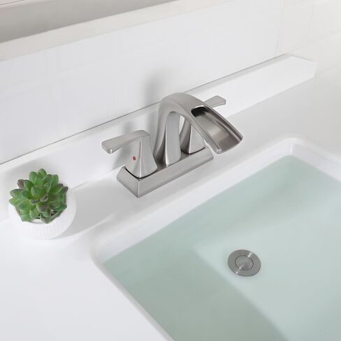 PARLOS Waterfall Spout 2 Handles Bathroom Faucet with Metal Pop-up Drain and Faucet Supply Lines, Oil Rubbed Bronze, Doris 14069 in Saudi Arabia