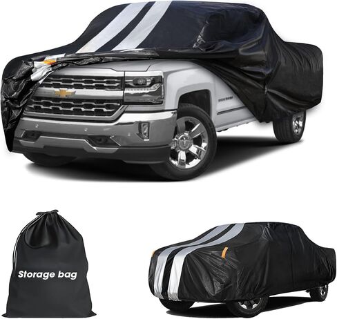 Silverado 1500 Truck Cover Custom Fit 1998-2026 Crew Cab Short Bed(5.7'-5.8') with Door Zipper, 10 Layers Outdoor Heavy Pickup Truck Cover Waterproof All Weather, Wind Dust Sun Protector. in Saudi Arabia